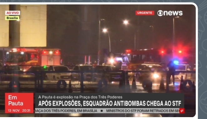 TERRORISMO – Explosões foram registradas, na noite desta quarta-feira (13), na Praça dos Três Poderes, em Brasília